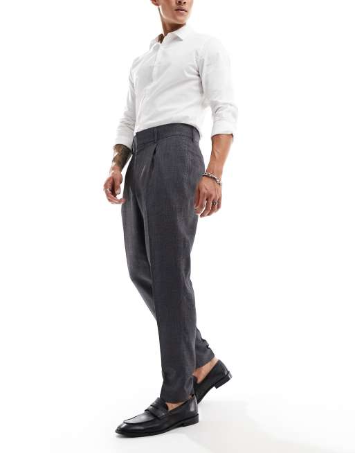 Harry Brown - Smaltoelopende broek in zout en peper grijs