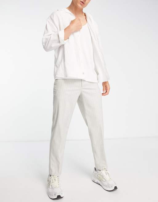 Harry Brown smart pants with elasticated waistband in grey stripe, 4 of 4