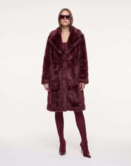 Harry Brown Solene long fur coat in burgundy, 2 of 5