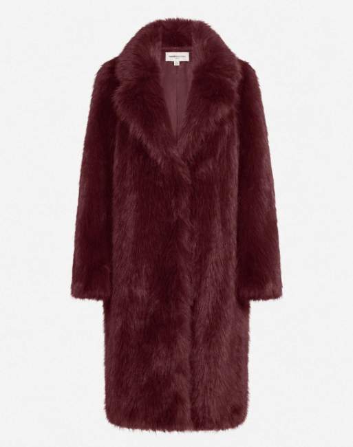 Harry Brown Solene long fur coat in burgundy, 4 of 5
