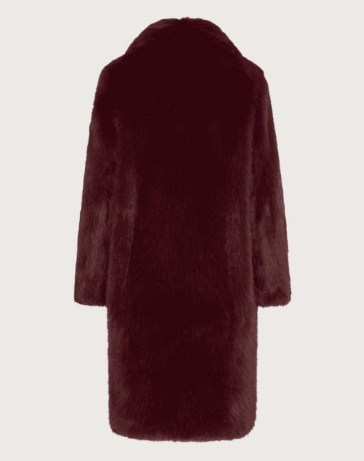 Harry Brown Solene long fur coat in burgundy, 5 of 5