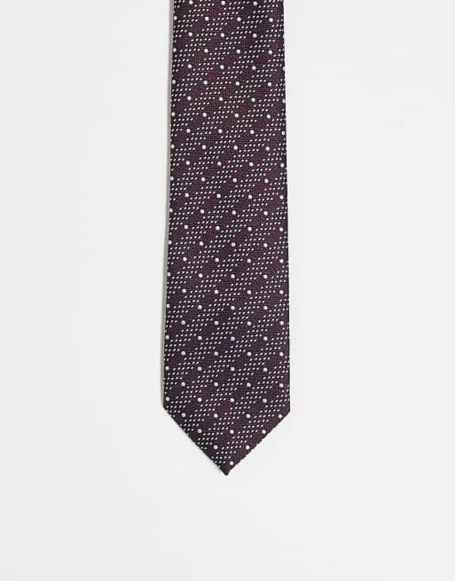 Harry Brown - Stropdas met print in bordeaux