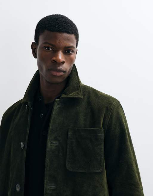 Harry Brown Suede Trucker Jacket in Dark Olive, 2 of 5