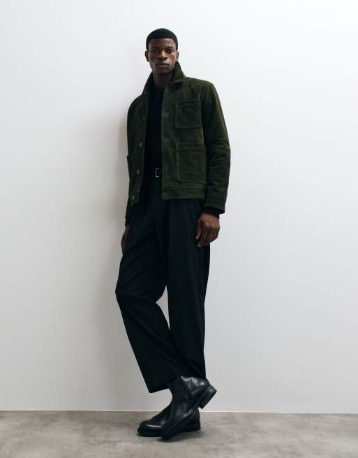 Harry Brown Suede Trucker Jacket in Dark Olive, 3 of 5