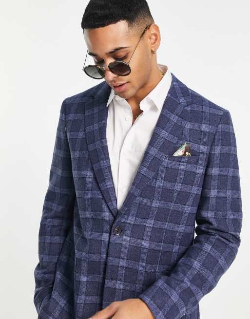 Blue check hotsell jacket mens