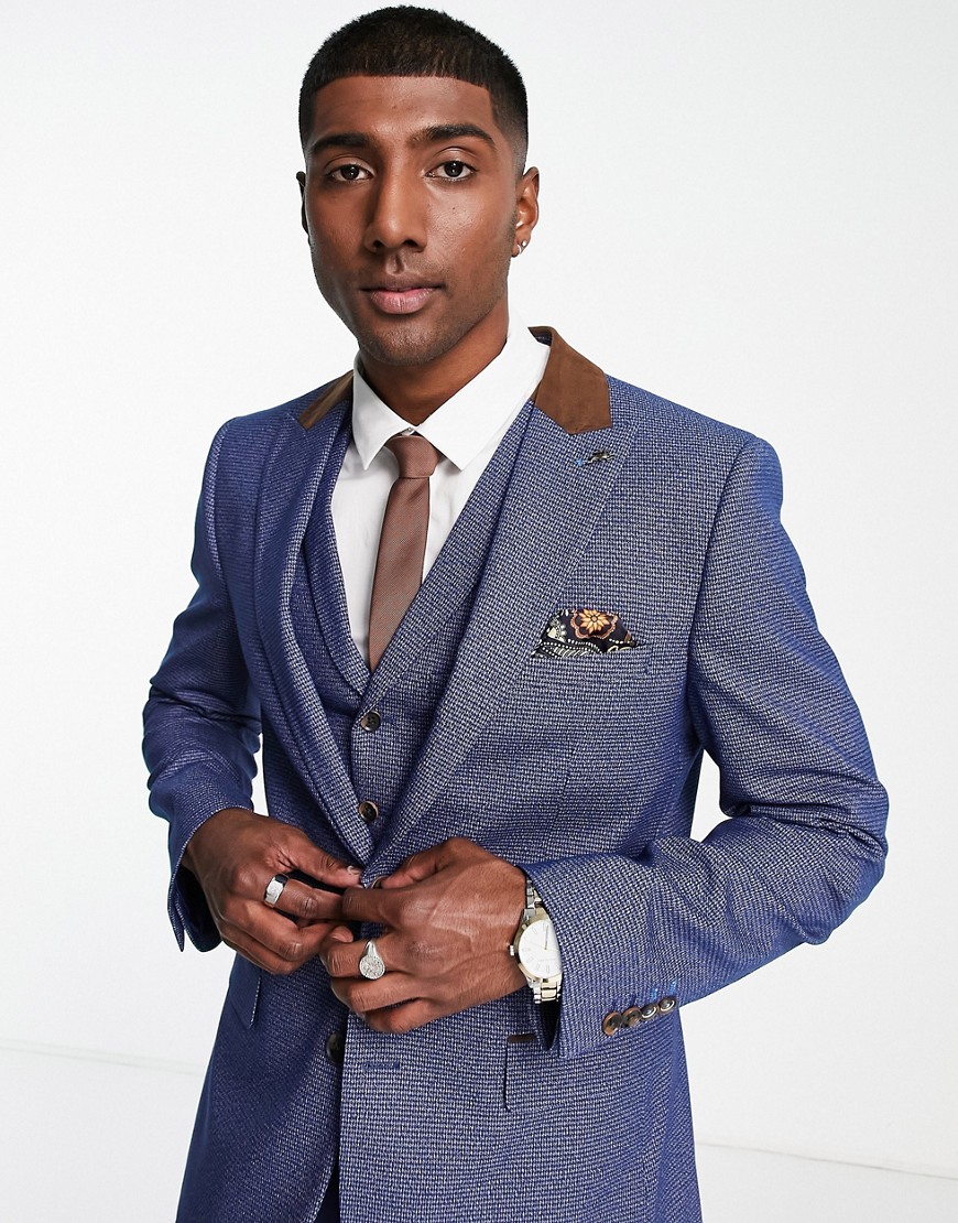 suit jacket in blue houndstooth