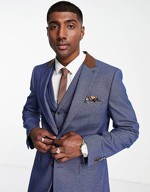 Harry Brown suit jacket in blue houndstooth