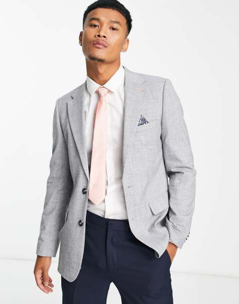 Light grey shop jacket navy pants