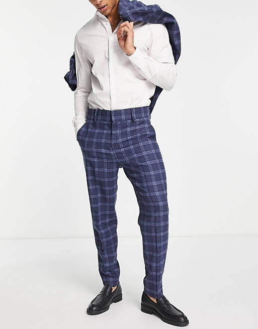Harry Brown suit pants in blue check