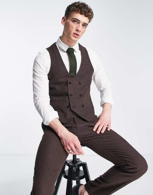 Harry Brown suit vest in brown tweed ASOS
