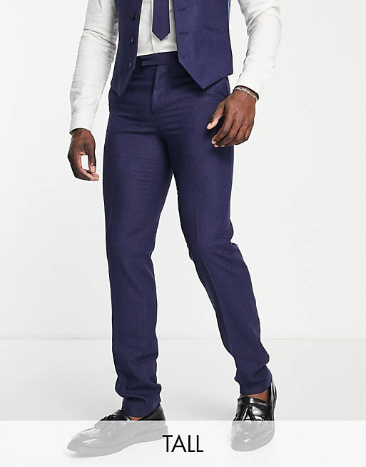 Harry Brown Tall - Bruiloft - Slim-fit tweed pantalon 