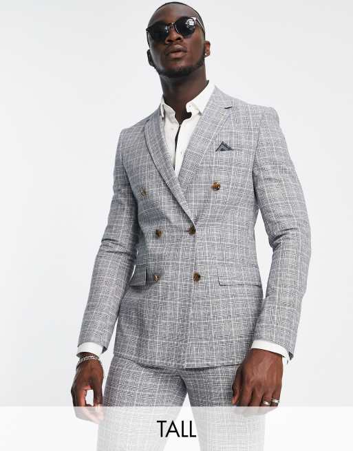 Harry Brown Tall checked double breasted slim fit suit jacket | ASOS