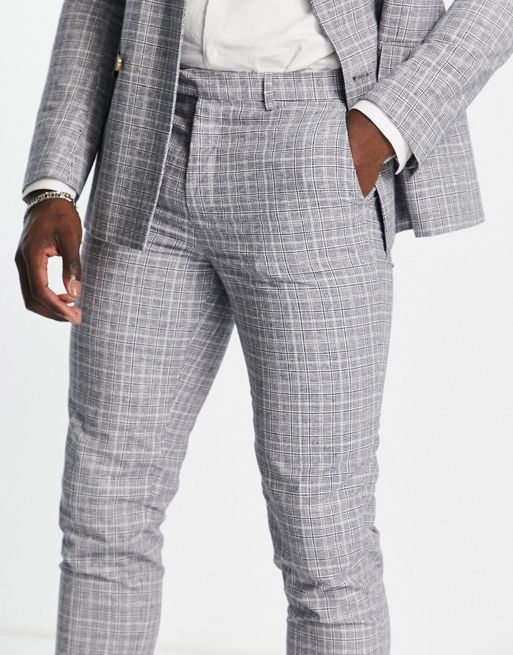 Checked Slim Fit Cropped Trousers