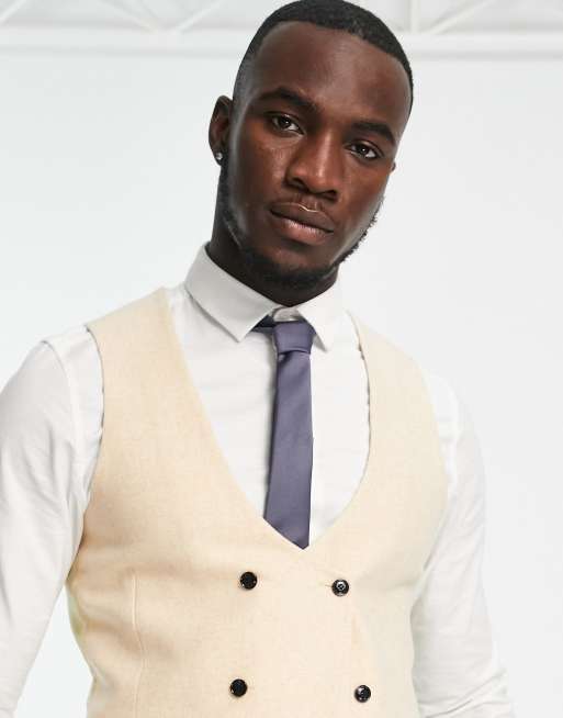 Harry Brown Tall - Gilet da matrimonio doppiopetto slim in tweed, 3 di 4
