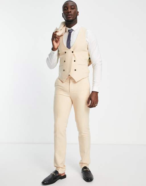 Harry Brown Tall - Gilet da matrimonio doppiopetto slim in tweed, 4 di 4