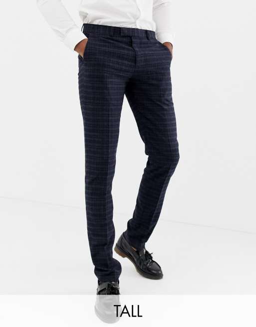 Harry Brown Tall – Marineblau und Gold karierter, schmal geschnittener Anzug, 2 von 4
