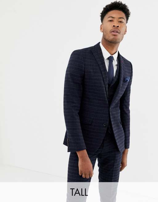 Harry Brown Tall navy and gold slim fit check suit, 3 of 4