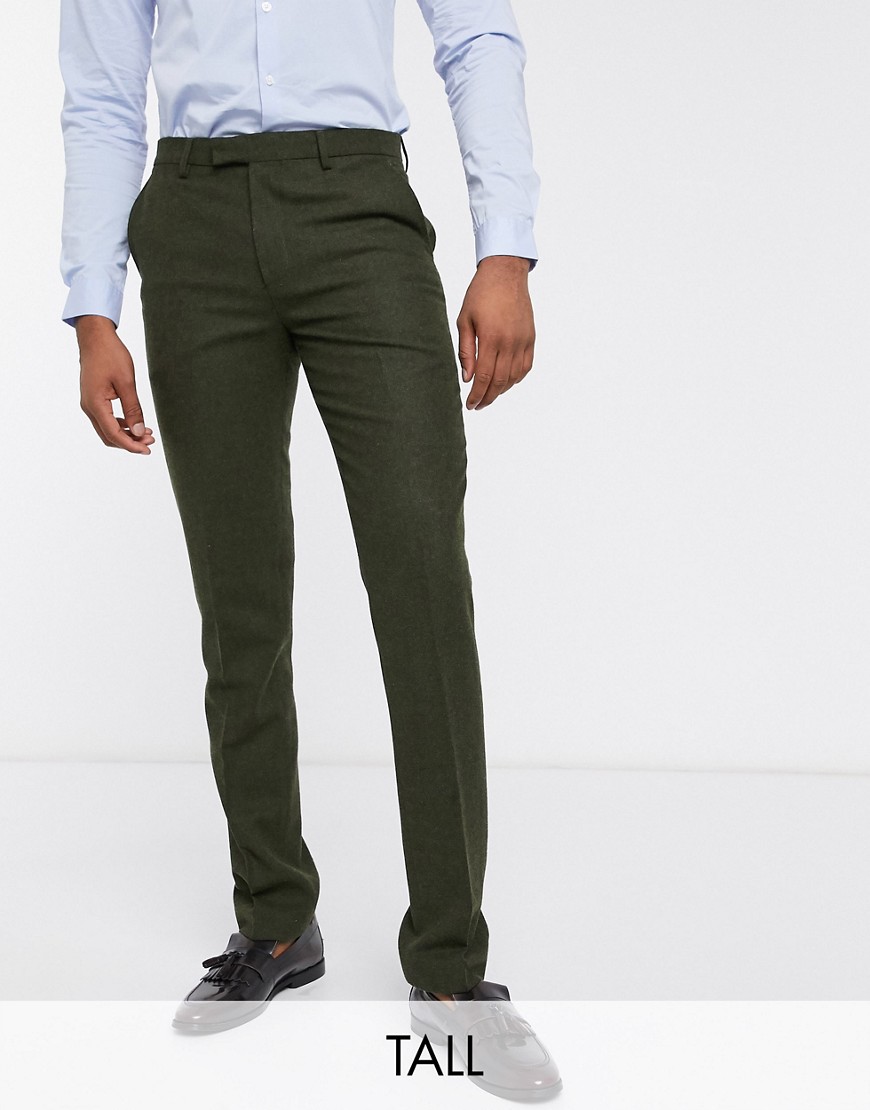 Harry Brown Tall - Pantaloni da abito da matrimonio in tweed heritage-Verde