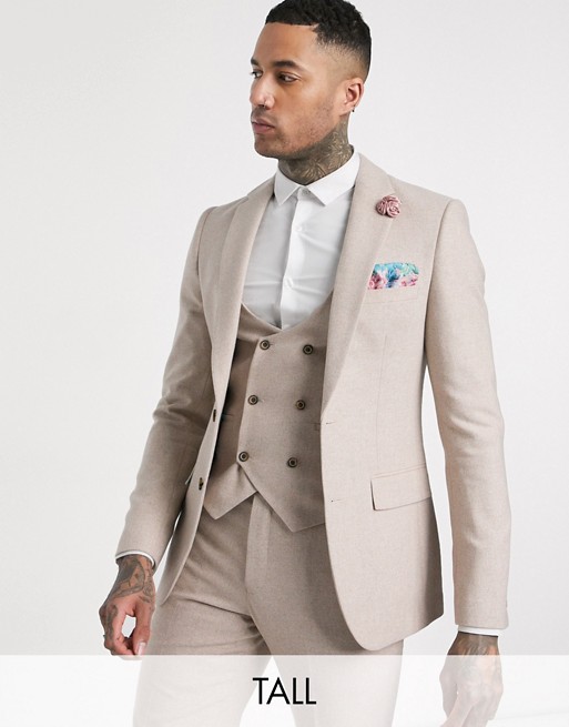 Harry Brown Tall slim fit wedding summer tweed suit jacket