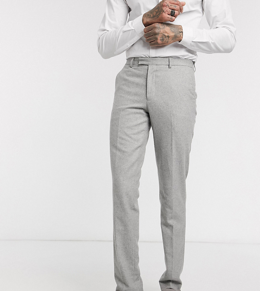 Harry Brown Tall – Wedding – Schmal geschnittene Sommer-Anzughose aus Tweed-Grau