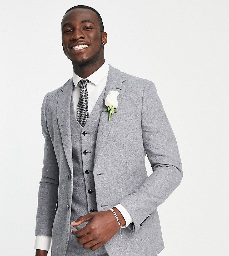 Harry Brown Tall wedding tweed slim fit suit jacket-Gray