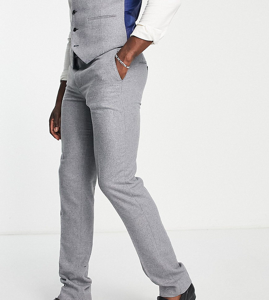 Harry Brown Tall wedding tweed slim fit suit pants-Gray