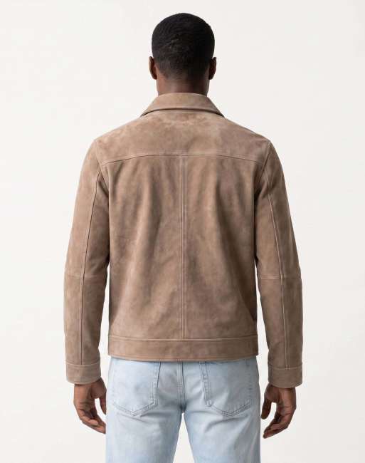 Harry Brown Theo real suede shacket in camel, 2 of 3