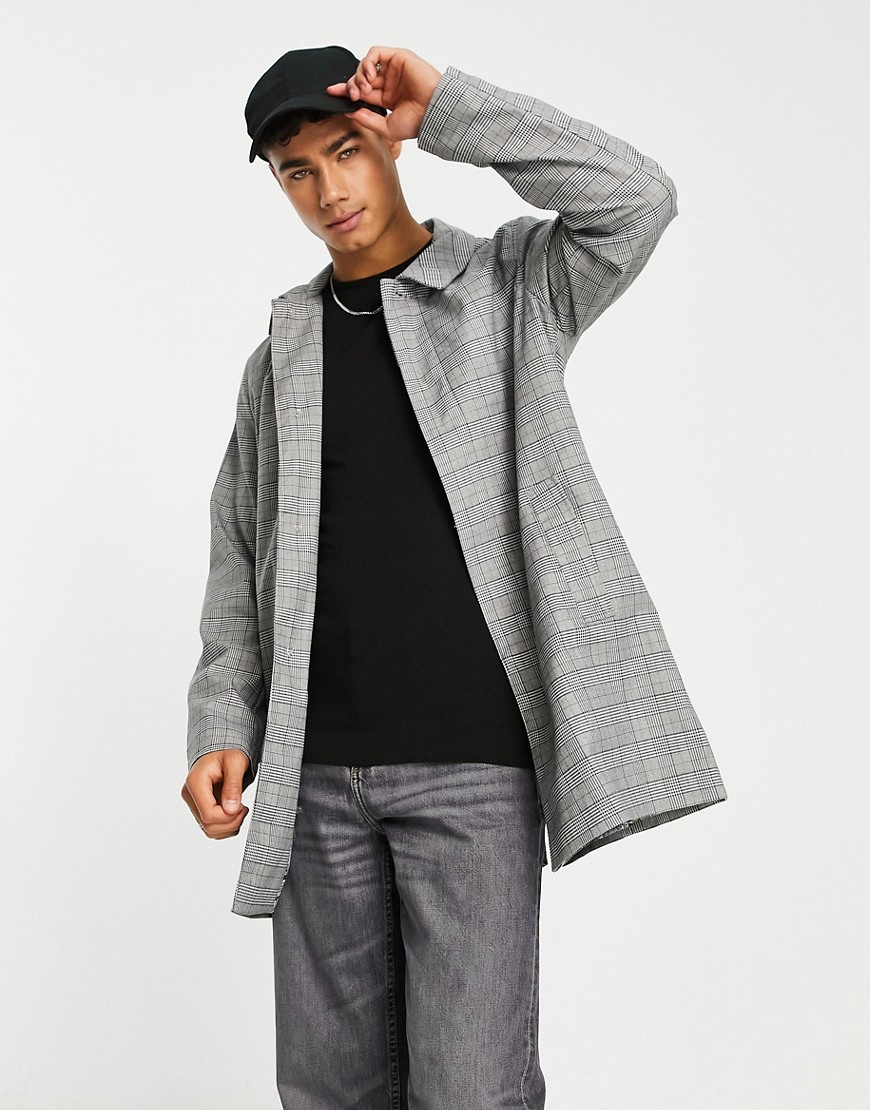 Harry Brown trench coat in gray check-Multi