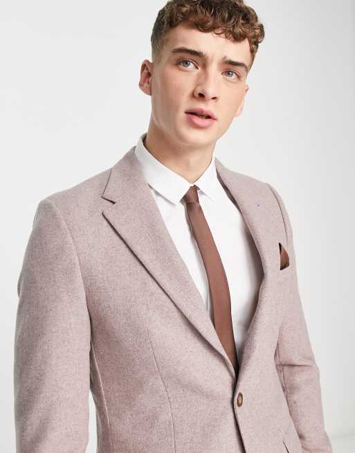 Harry Brown tweed suit jacket in dusty rose ASOS