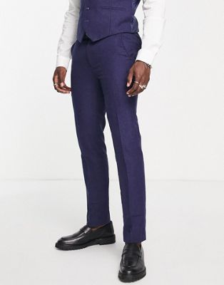 Harry Brown tweed suit trousers in navy - ASOS Price Checker