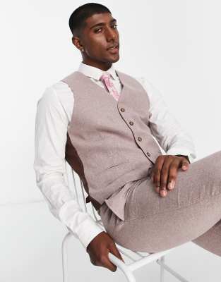 Harry Brown Tweed Vest In Mauve-purple