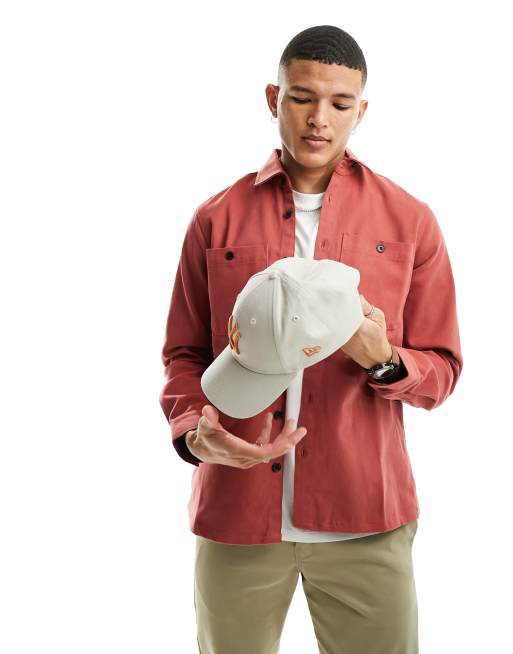 Harry Brown utility cord overshirt in dark red