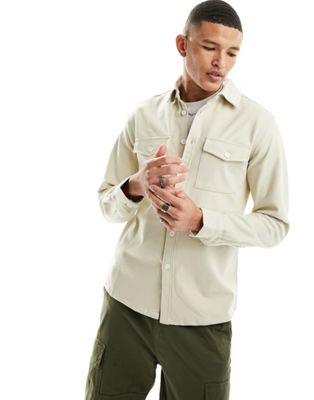 Harry Brown utility overshirt in light oatmeal