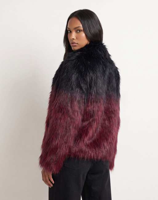 Harry Brown Vesper ombre fur coat in black-burgundy, 4 of 6