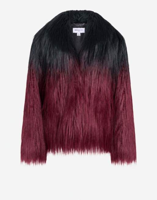 Harry Brown Vesper ombre fur coat in black-burgundy, 5 of 6