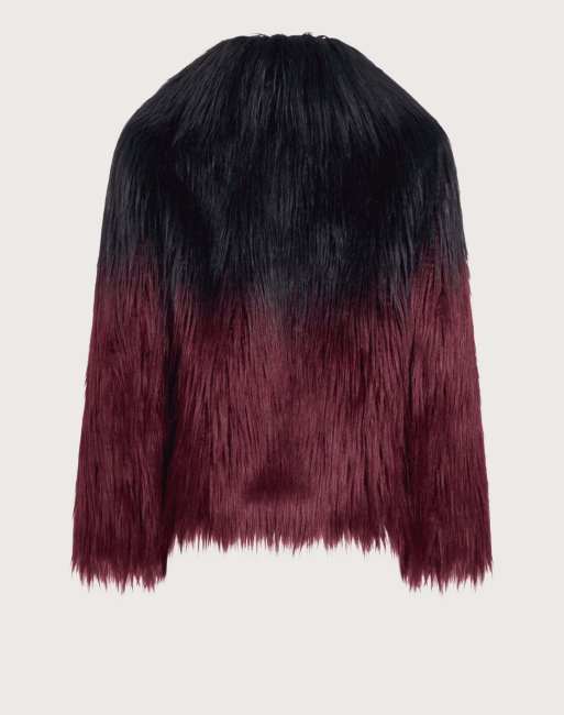Harry Brown Vesper ombre fur coat in black-burgundy, 6 of 6