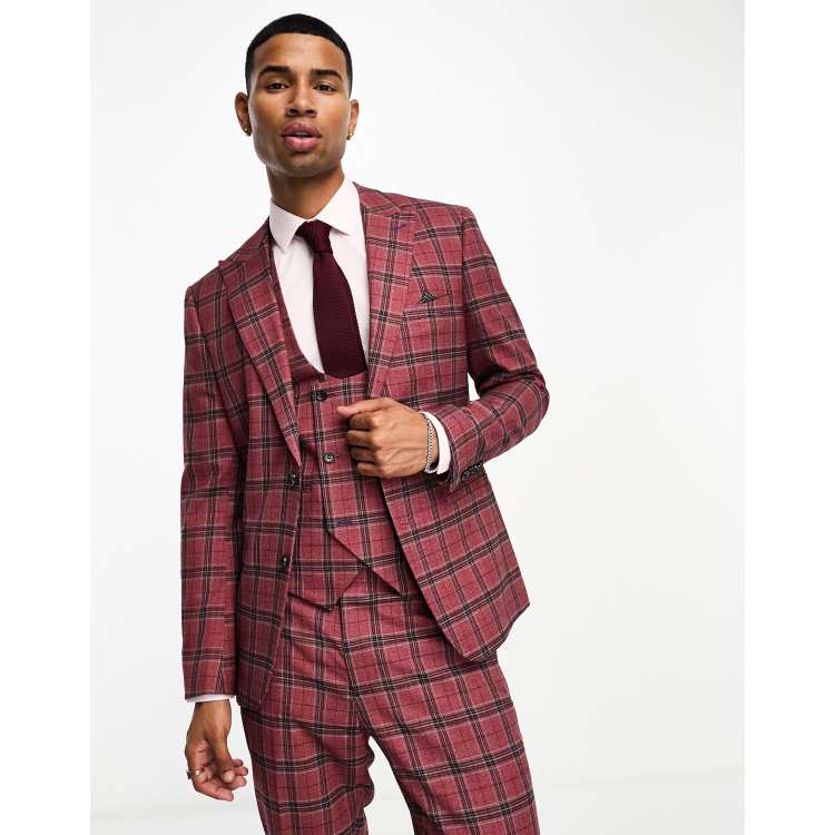 Cravate Homme DKNY 100% Soie Slim à Carreaux Noir Rouge Blanc - Occasion Comme Neuve