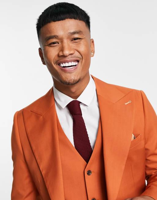 Harry Brown - Veste de costume de mariage coupe skinny à larges revers - Rouille, 2 de 4