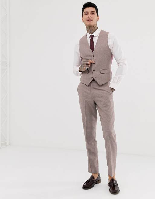 Harry Brown - Costume de mariage estival coupe ajustée en tweed de laine mélangée - Rose, 3 de 4