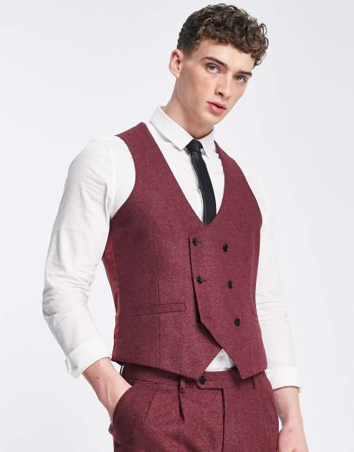 Harry Brown waistcoat in berry tweed