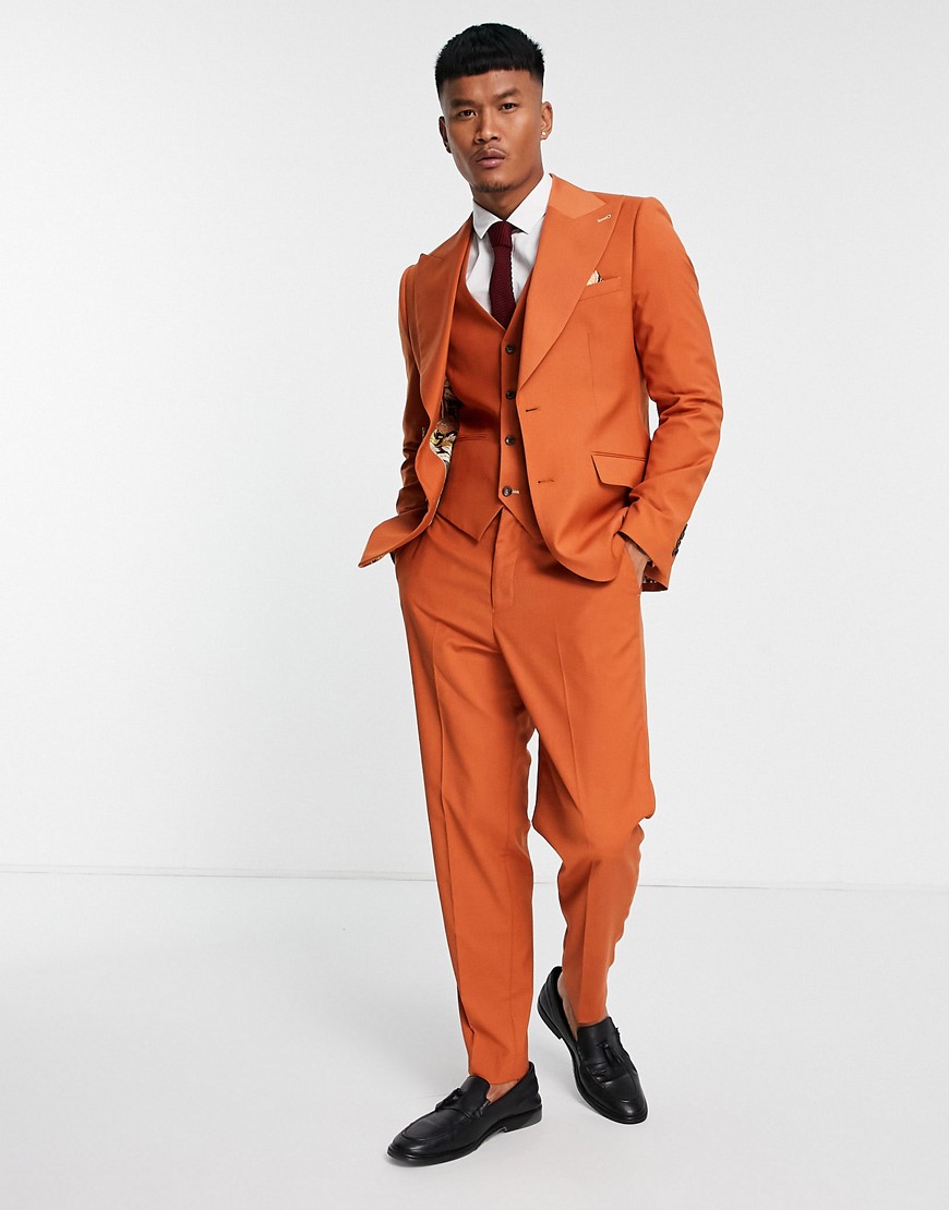harry brown -  – Wedding – Anzughose in Rostrot mit kurzem Karottenschnitt-Braun