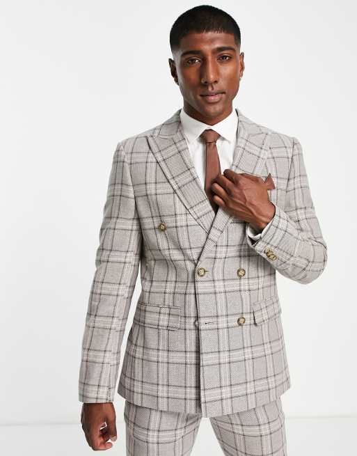 Plaid double 2024 breasted suit