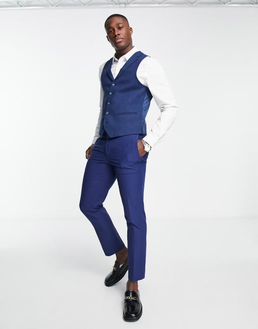 Harry Brown wedding linen mix suit trousers in light blue