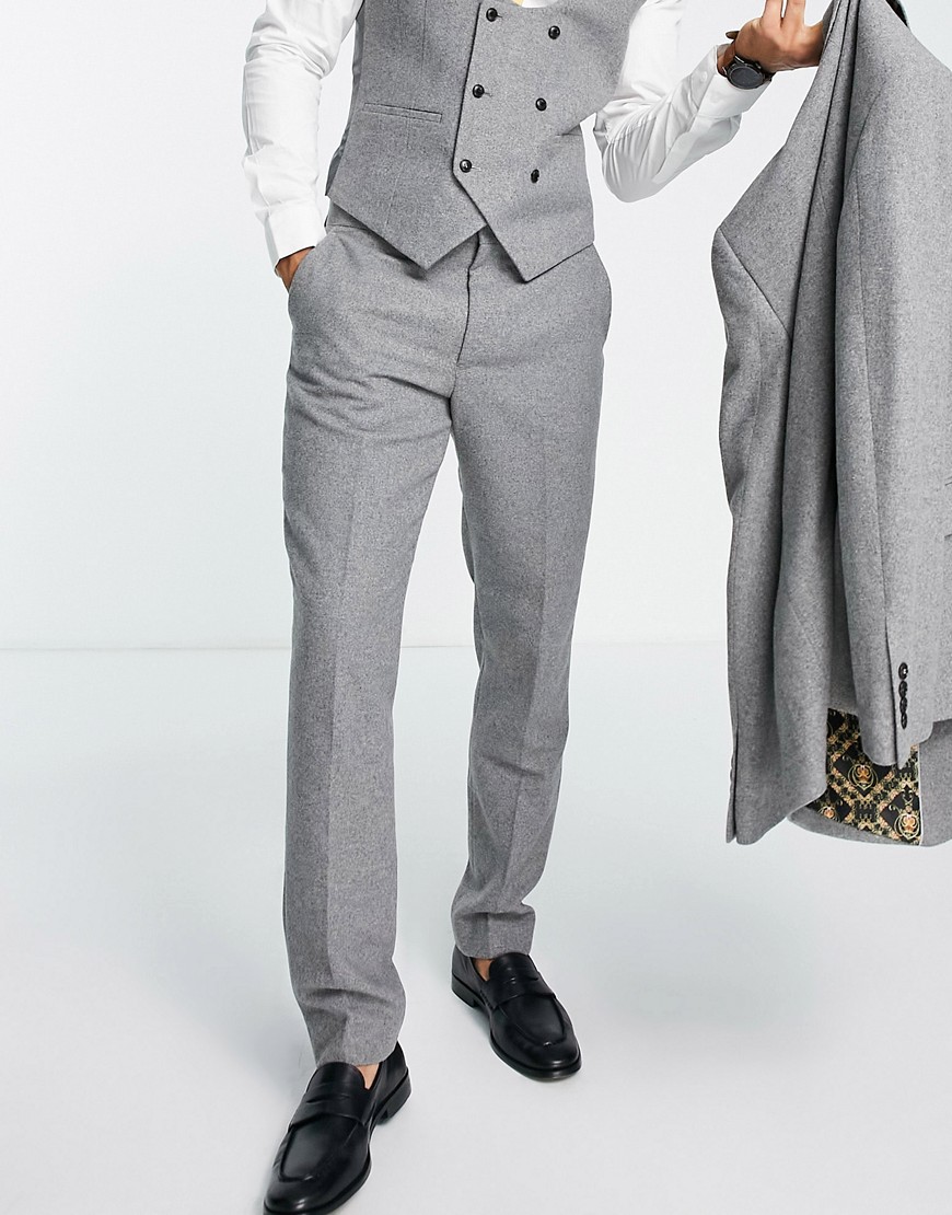 harry brown -  – Wedding – Schmal geschnittene Anzughose aus Tweed-Wollmix-Grau