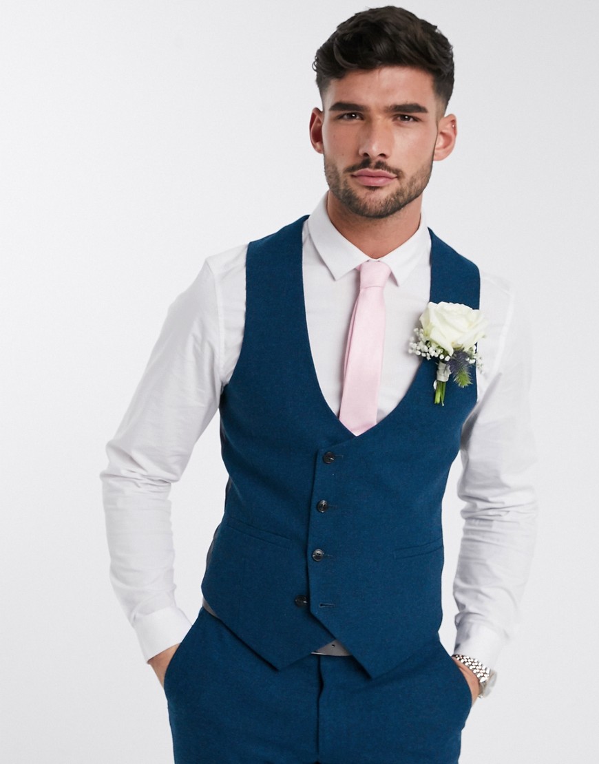 Harry Brown – Wedding – Schmale, sommerliche Anzugweste aus Tweed-Blau