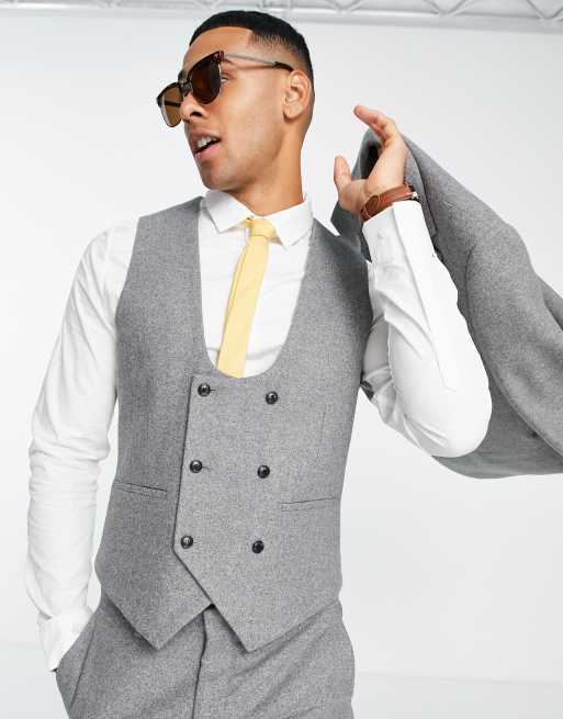 Light grey waistcoat outlet double breasted