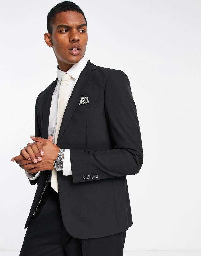 Harry Brown wedding slim suit jacket in black