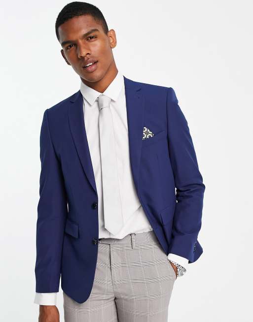 Harry Brown wedding slim suit jacket in blue