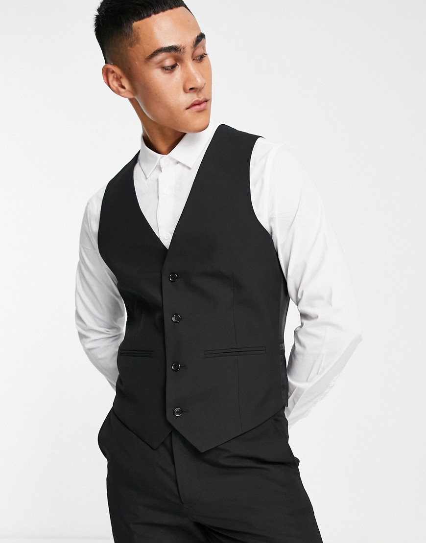 Harry Brown wedding slim suit vest in black
