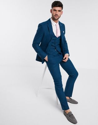 Harry Brown – Wedding – Sommerliche Tweed-Anzughose mit schmalem Schnitt-Blau